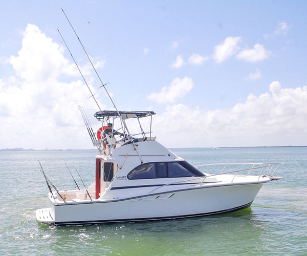 Tournament rigged fishing charter in Cancun.